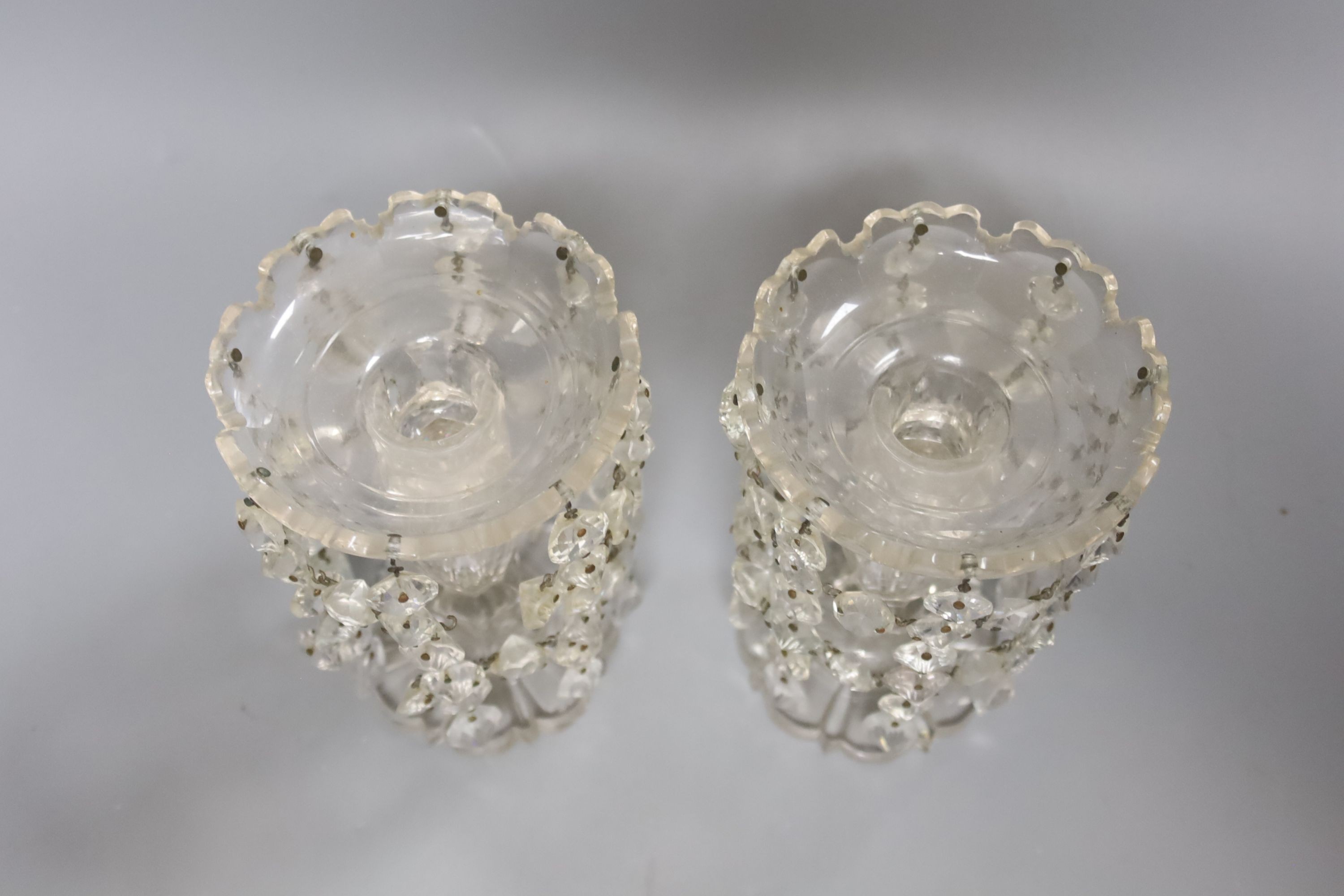 A pair of Victorian glass lustres